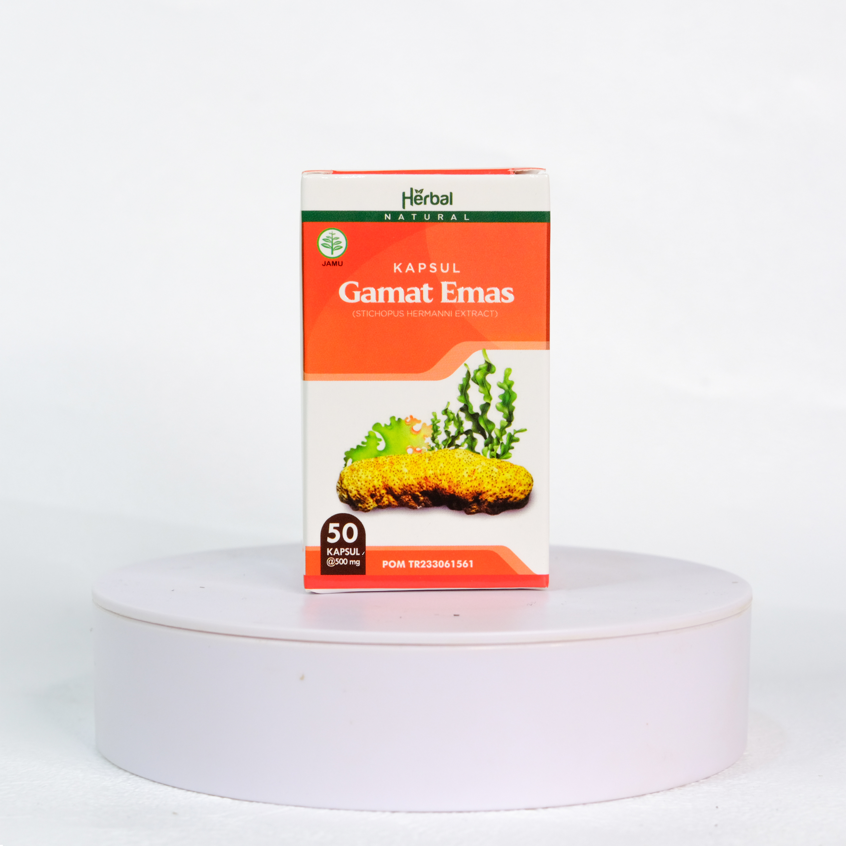 Kapsul Gamat Emas 1 botol isi 50 kapsul suplemen ekstrak teripang emas Halal BPOM 6