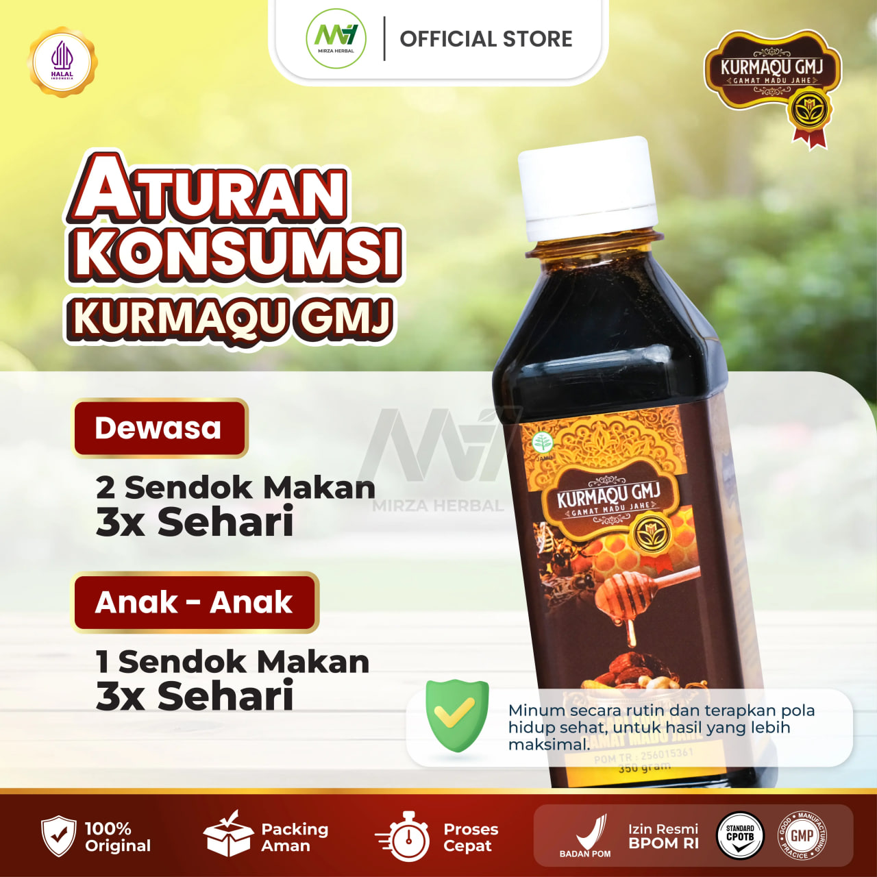 KurmaQu GMJ Sari Kurma Gamat Madu Jahe Asli 100% Original Aman Sudah Halal MUI dan BPOM 4