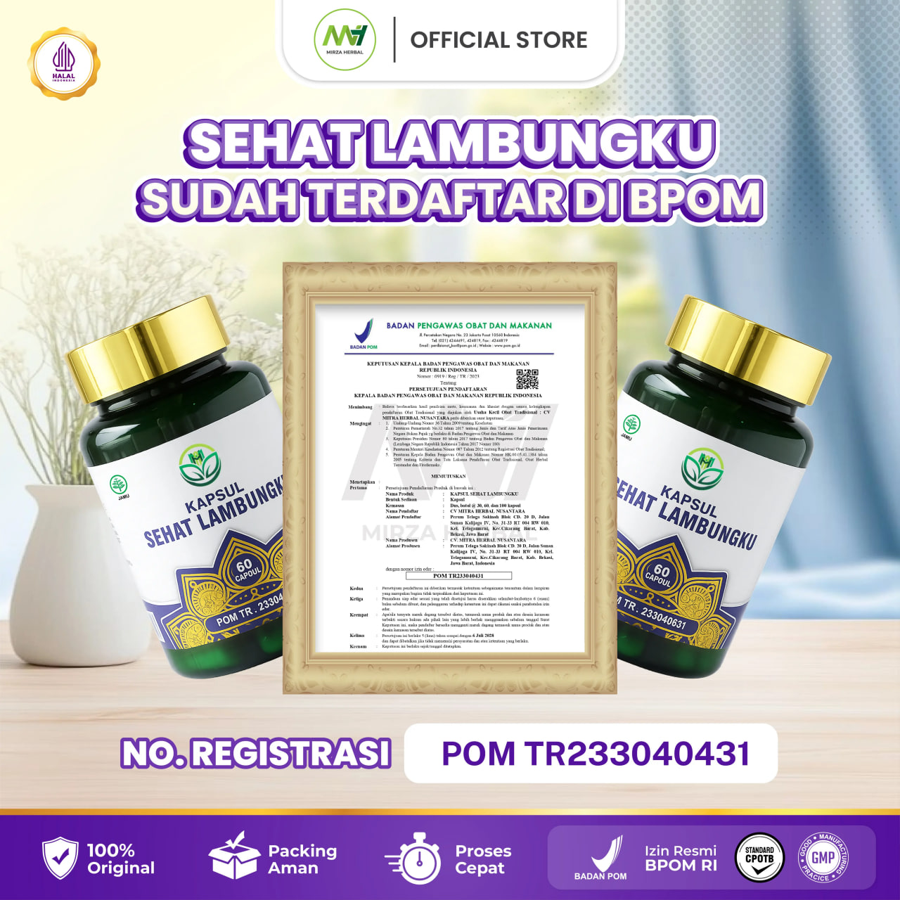 Kapsul Sehat Lambung Asli 100% Original Untuk Lambung Aman Sudah HALAL BPOM Isi 30 Kapsul 5